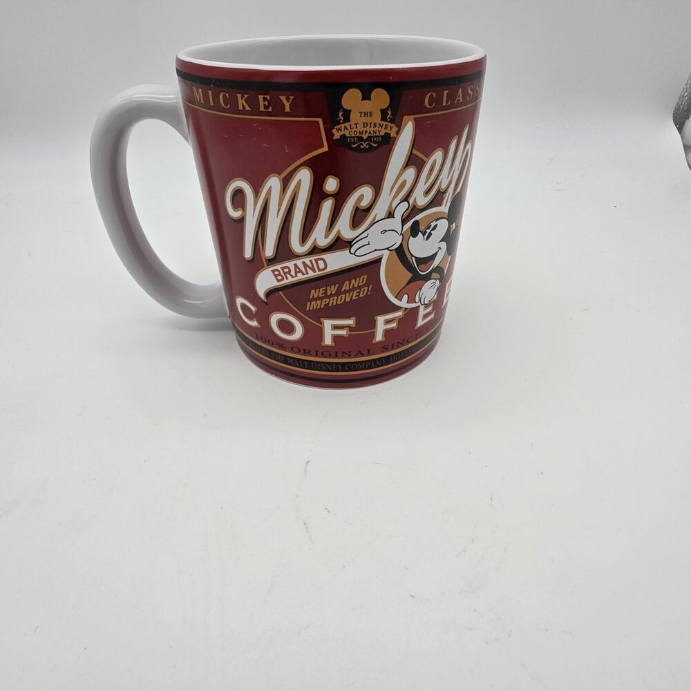 Disney Store Mickey Mouse Coffee Brand Red Ceramic Mug Exclusive Original